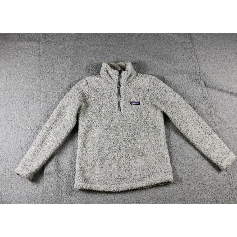 PATAGONIA Jacket Womens Xs Gray Sherpa Fleece Pull Over 3/4 Zip Sweater